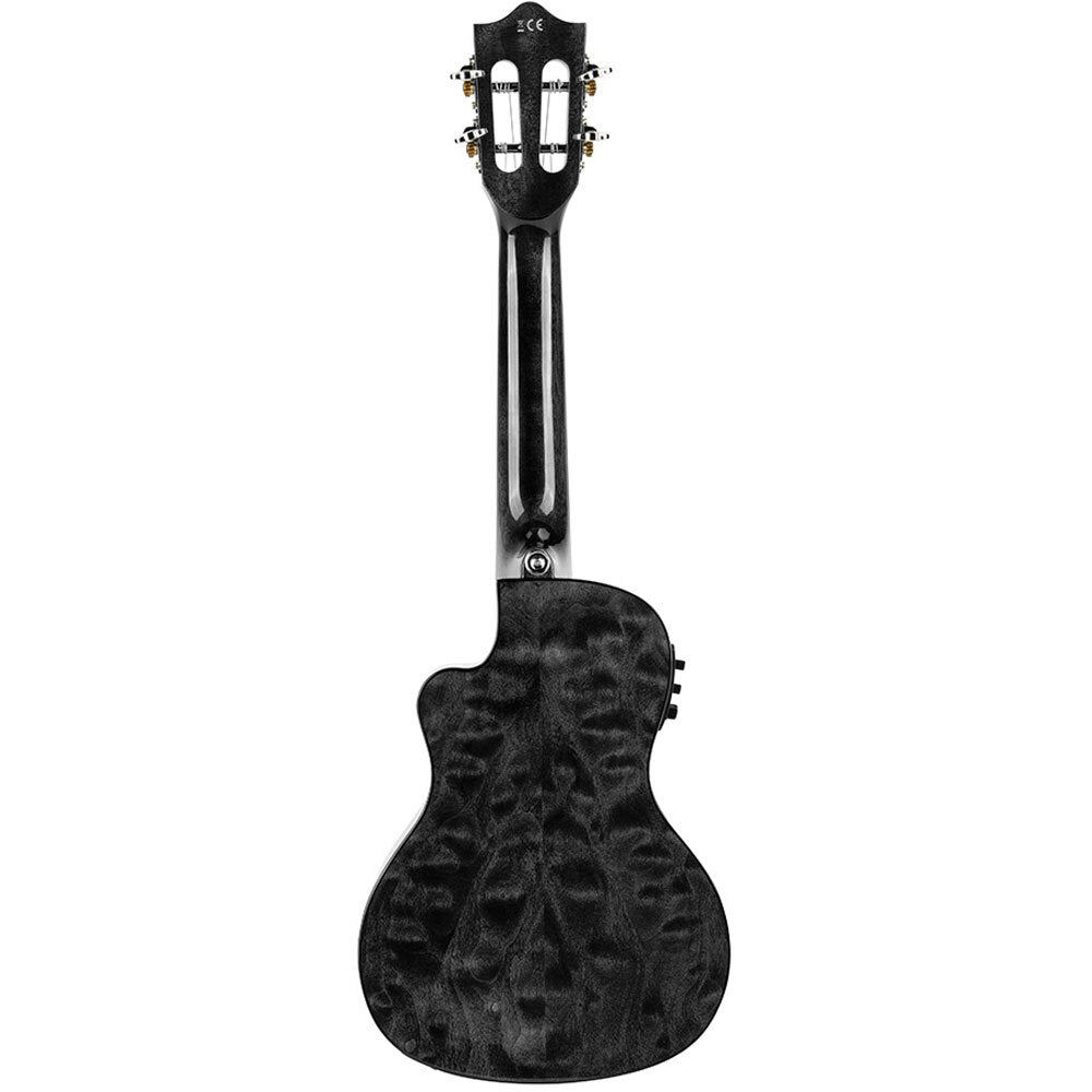 Lanikai Quilted Maple Concert Ukulele in Black Stain Gloss Finish w/ Pickup